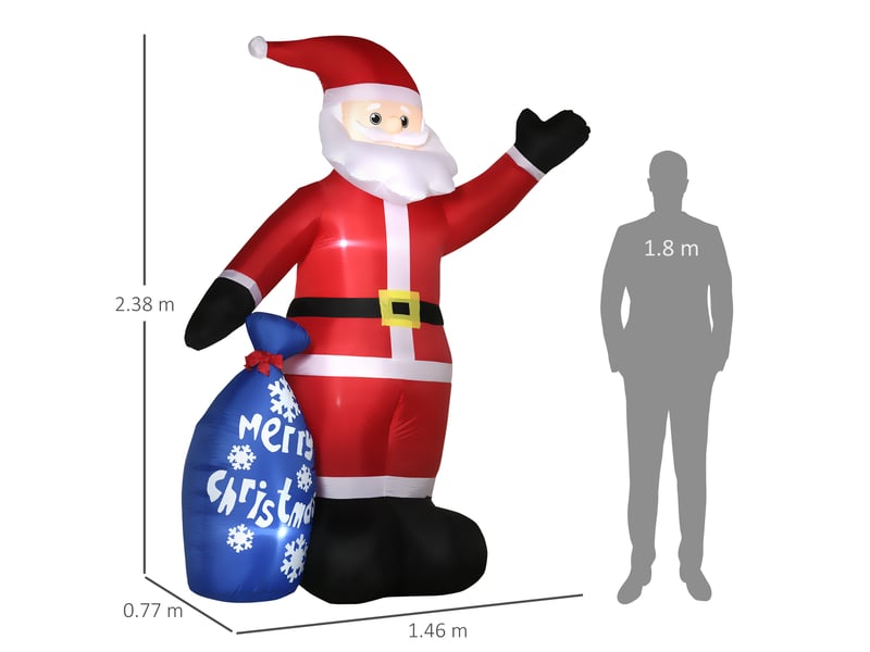  Père noël gonflable avec lumières led blanches et gonfleur inclus, 146 x 77 x 238 cm  - Conforama E