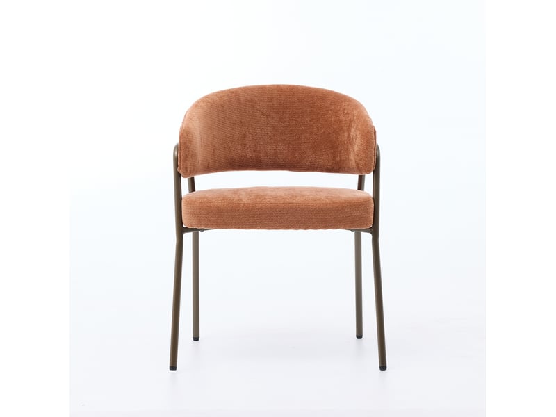  Chaise de salle à manger chenille sw1876og orange avec accoudoirs et pieds métal laiton antique  - Conforama A