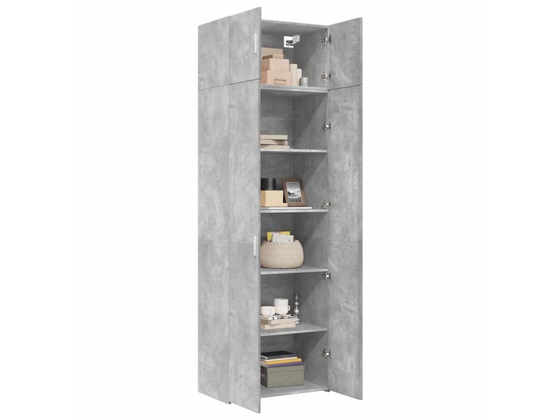  Buffet - armoire de rangement gris béton 70x42,5x225cm bois d'ingénierie  - Conforama C