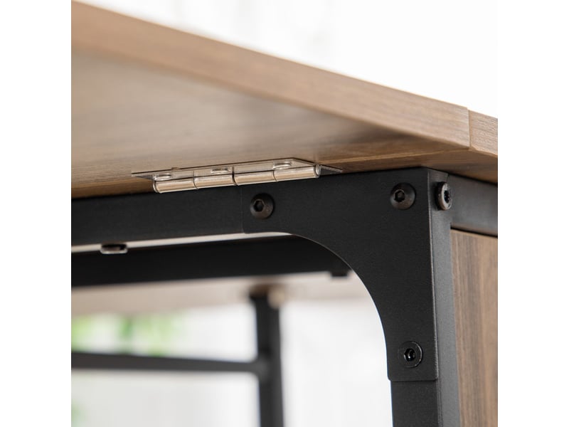 Table salle à manger 130x80, plateau rabattable table à manger, rangement intégré, roues avec freins, surface facile d'entretien - Conforama D