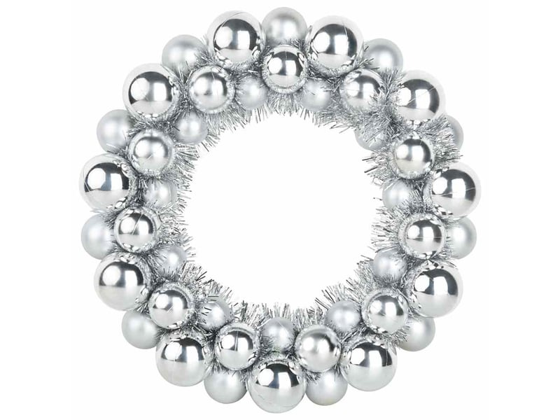  Couronnes de boules de noël 2 pcs argent 33 x 33 x 7 cm  - Conforama D