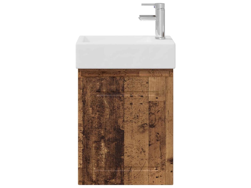 Meuble de rangement salle de bain avec robinet bois ancien shl2854 - Conforama E