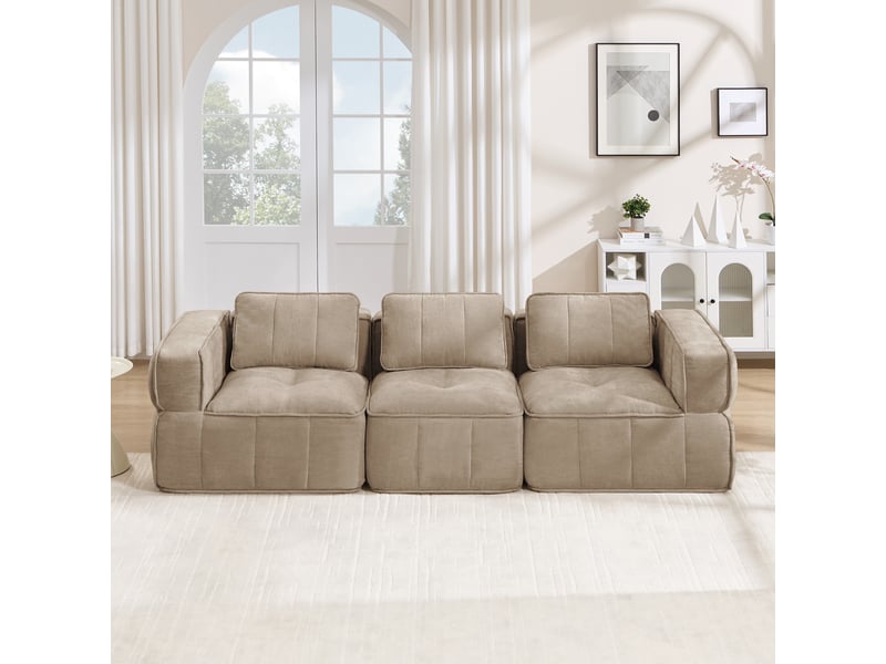 Canapé modulable, canapé 3 places, pour salon, en tissu, pour intérieur, mobilier pour espace de vie - Conforama C