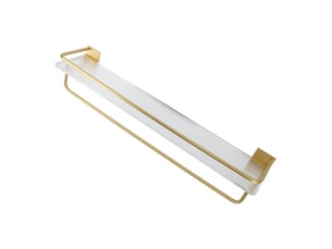 Sac de toilette mural acrylique avec barre en aluminium, plateau de rangement suspendu, or