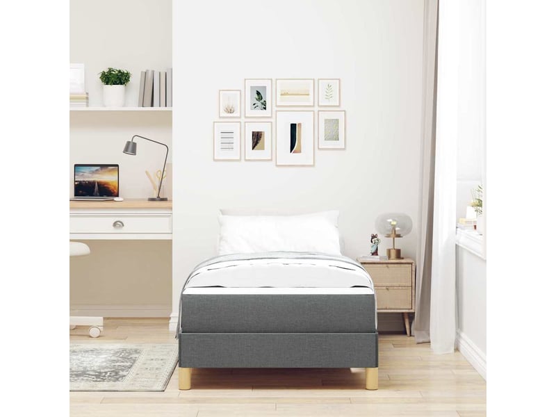  Lit simple- lit adulte -  lit à ressorts avec matelas gris foncé 80 x 200 cm tissu  - Conforama B