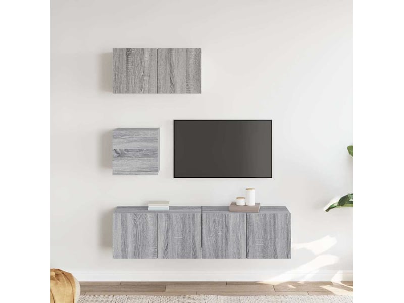  Ensemble de meubles tv 4 pcs sonoma gris bois d'ingénierie shl57045  - Conforama C