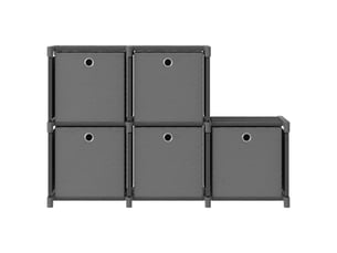Étagère d'affichage 5 cubes et boîtes gris 103x30x72,5 cm tissu