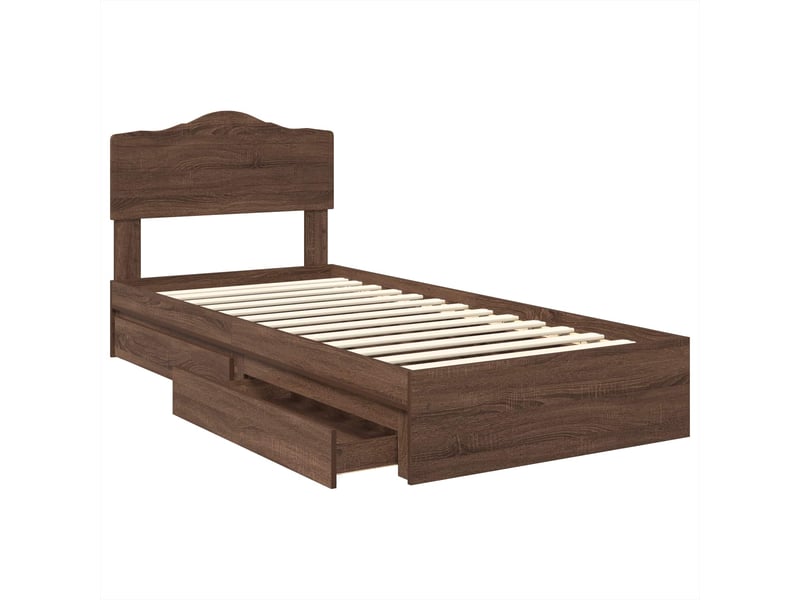  Lit simple- lit adulte -  lit de rangement chêne brun 70 x 190 cm bois d'ingénierie  - Conforama D