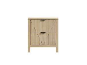 Table de chevet avec tiroir compartimenté et rangement pour chambre en mdf et panneaux de particules chêne