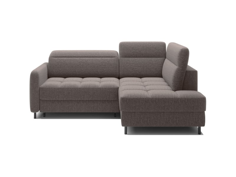  Canapé d'angle droit convertible barnea 208 cm marron avec rangement  - Conforama A