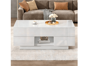 Table basse rectangulaire coloris blanc <strong>DESMIU</strong> <strong></strong> - 45 cmx100 cm
