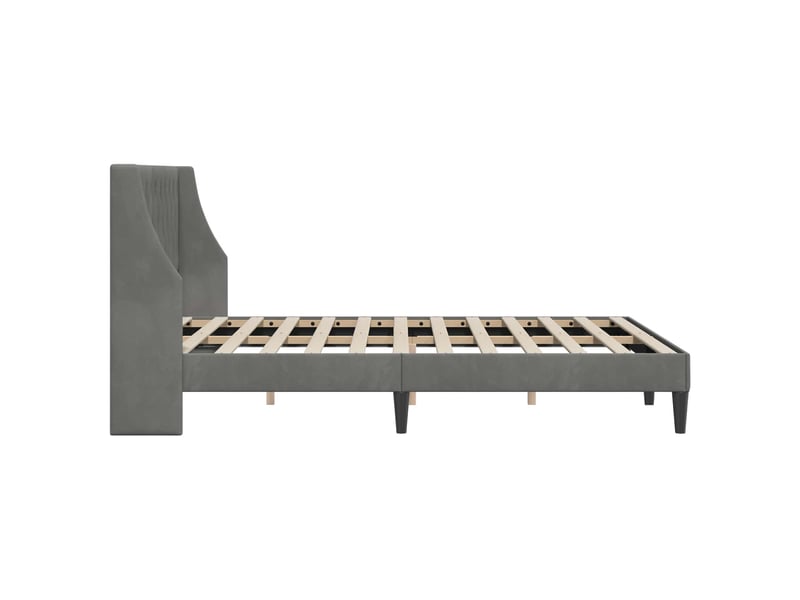  Lit double- lit adulte -  cadre de lit avec tête de lit gris foncé 120 x 190 cm velours  - Conforama D