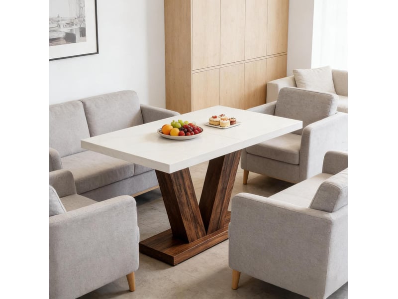  Table de salle à manger pour 4 à 6 personnes avec plateau de 4 cm et structure stable pour cuisine et salon 120 × 80 × 75 cm  - Conforama B
