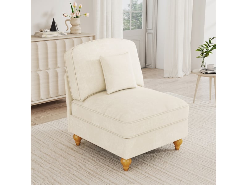  Canapé de salon, canapé chenille, en chenille, blanc, avec accoudoirs  - Conforama C