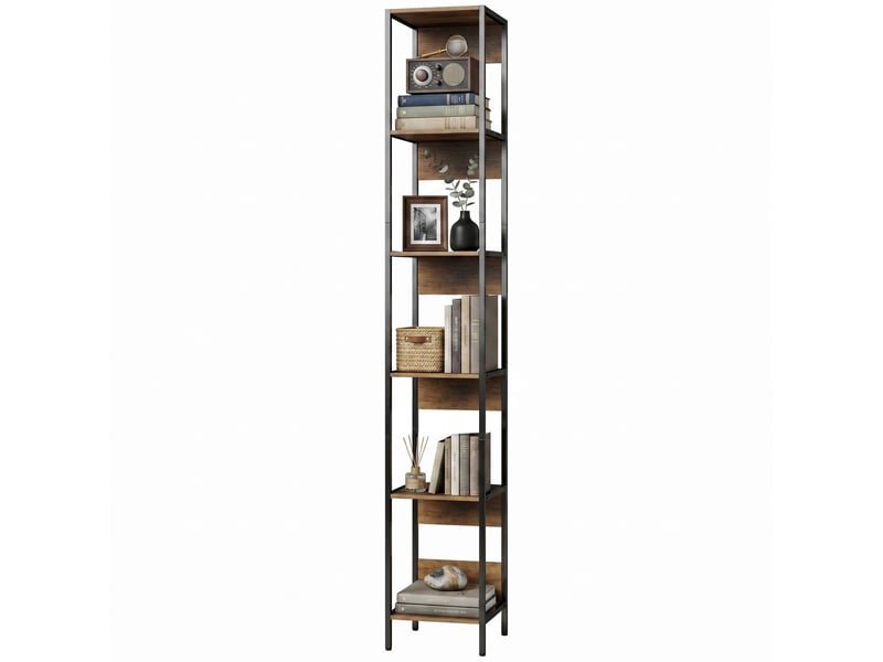  Bibliothèque verticale gain de place, 6 étagères, 29,5 x 30 x 185 cm, marron  - Conforama B