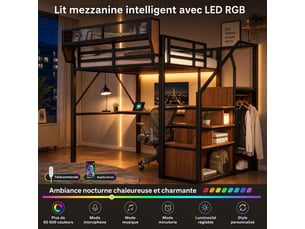 Lit mezzanine 140x200 cm <strong></strong> <strong>BrimViber</strong> coloris noir