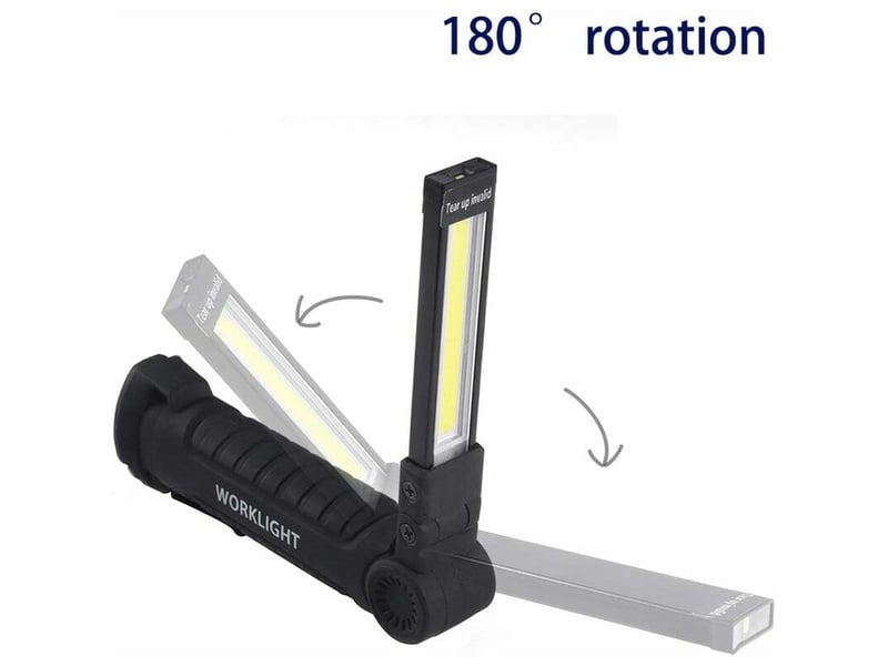  Lampe de travail rechargeable par usb, torche de lampe de poche dinspection led cob lampe de travail magnétique mini lampe de poche portable avec base  - Conforama D