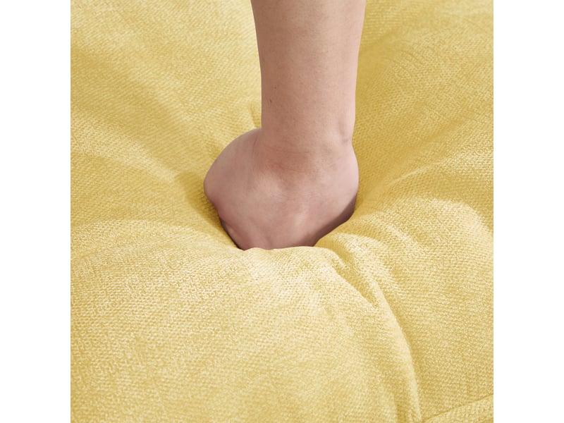 Pouf de salon - ottoman en polyester jaune, 76 x 69 x 46 cm, modulable, pour salon, tissu polyester résistant : ce vêtement - Conforama W