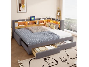 Lit banquette 90x200 cm VIVRYN   coloris gris