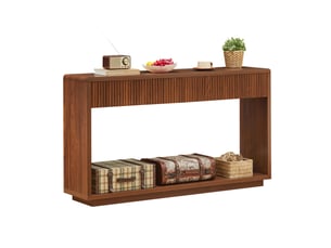 Console d’entrée 150x35x85 cm avec 2 tiroirs et niche ouverte, noyer