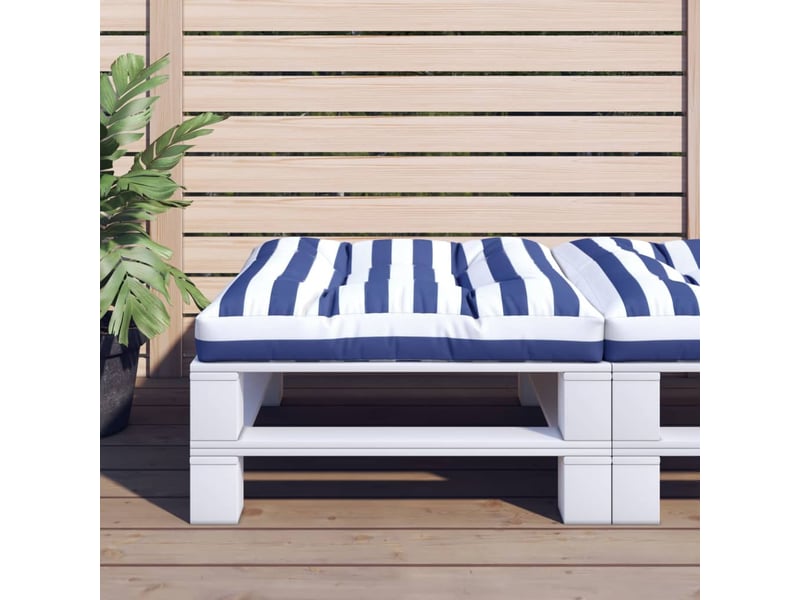  Coussin de palette, coussin de chaise, coussin de canapé rayures bleues et blanches 70x70x12 cm tissu cf55424  - Conforama B