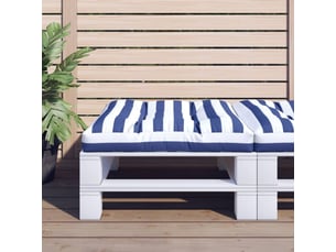 Coussin de palette, coussin de chaise, coussin de canapé rayures bleues et blanches 70x70x12 cm tissu cf55424