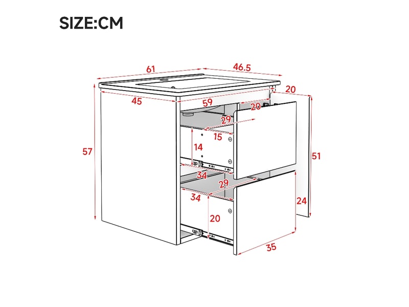Meuble salle de bain suspendu 61 cm avec vasque en céramique intégrée, meuble vasque blanc laqué, éclairage led capteur - Conforama E