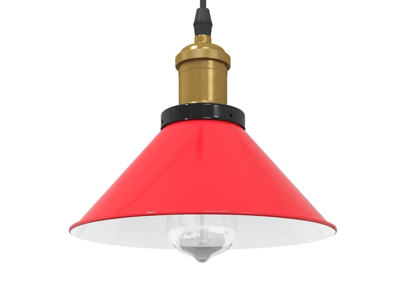 Lampe suspendue, suspension luminaire réglable hauteur e27 rouge brillant ø22cm métal - Conforama B