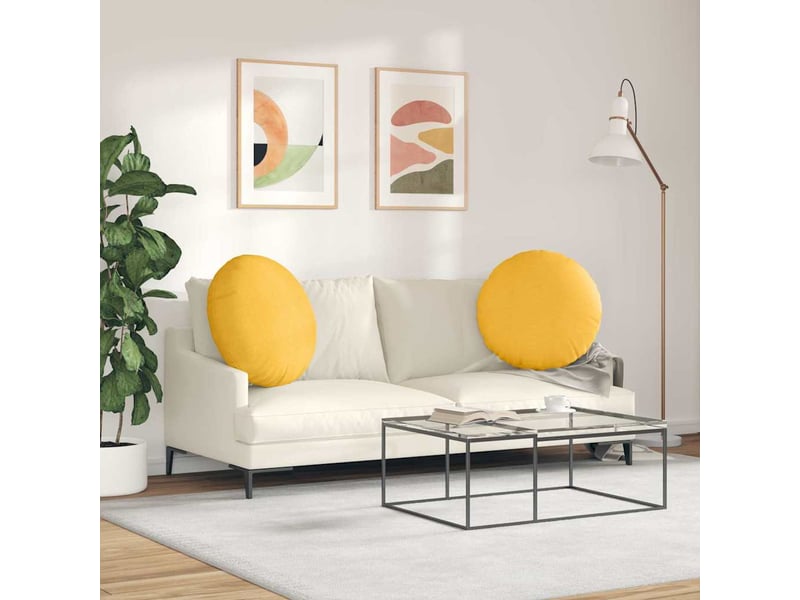  Lot de 2 coussins de siège, coussins décoratifs tissu en velours côtelé jaune clair cf59809  - Conforama D