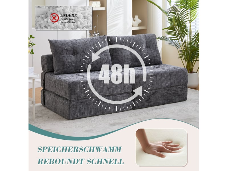  Canapé droit 79x79x57 cm, coussin, canapé simple, pour salon, chambre et bureau, confort doux, tissu chenille, gris  - Conforama E