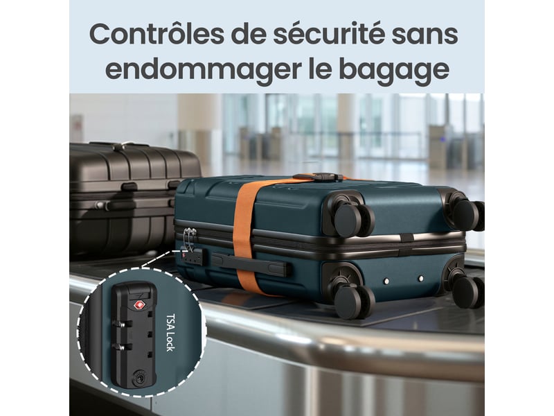 Valise extensible avec serrure tsa et 4 roulettes doubles, pour voyage, abs, vert - Conforama C