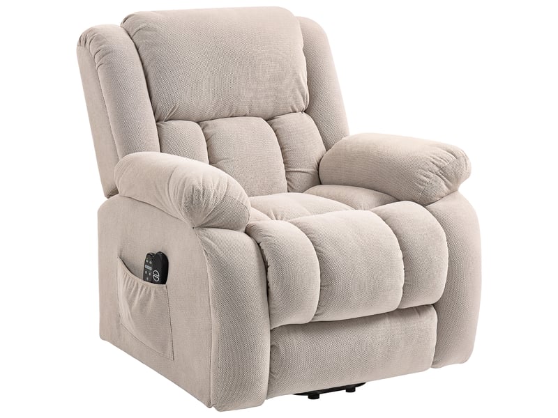 Fauteuil releveur électrique massant chauffant inclinable repose-pieds tissu beige - Conforama A