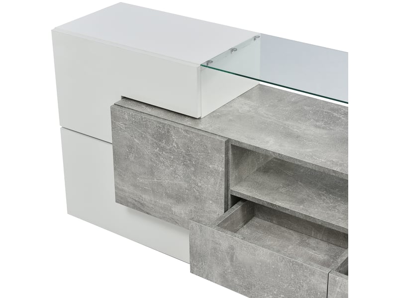  Meuble tv - moderne - 200 cm - 6 portes + 2 tiroirs - éclairage led rgb  - Conforama W