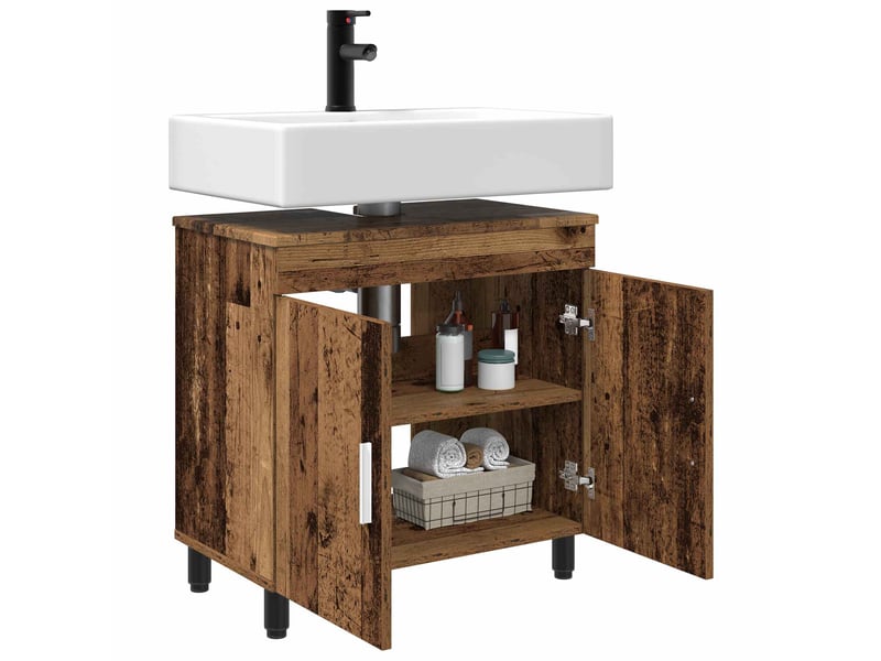  Unité de vanité de salle de bain, meuble de rangement bois ancien 60x35x60 cm shl4867  - Conforama C