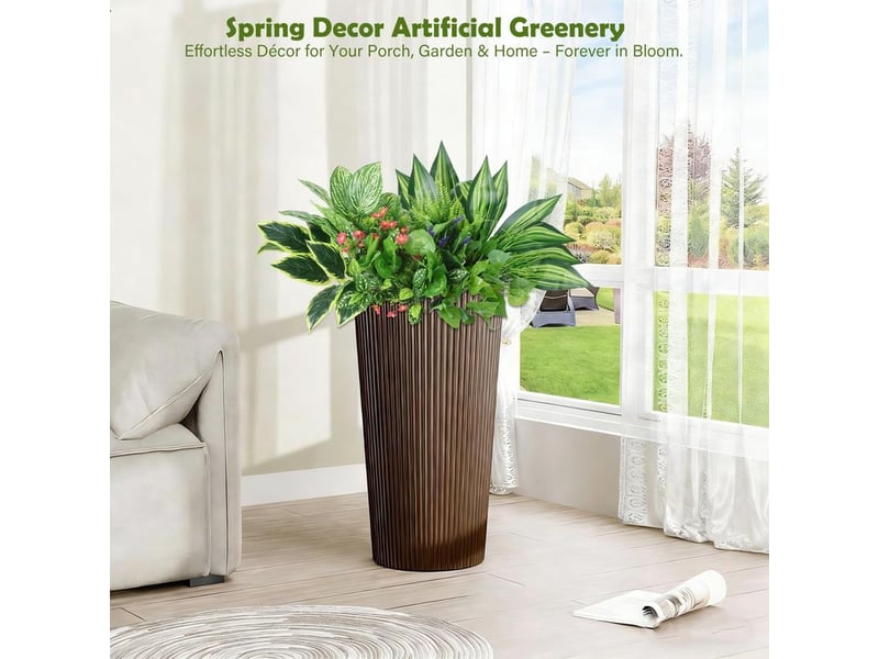  Lot de 14 plantes artificielles d'extérieur résistantes aux uv avec tiges et fleurs en plastique pour jardin, porche, jardinière, terrasse  - Conforama E
