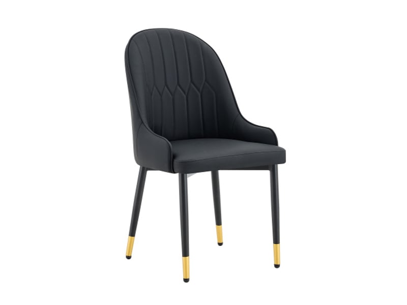 2 chaises noires - dossier motif éclair - imperméables et durables - coussins épais élastiques - cuisine, café, pro  - Conforama A