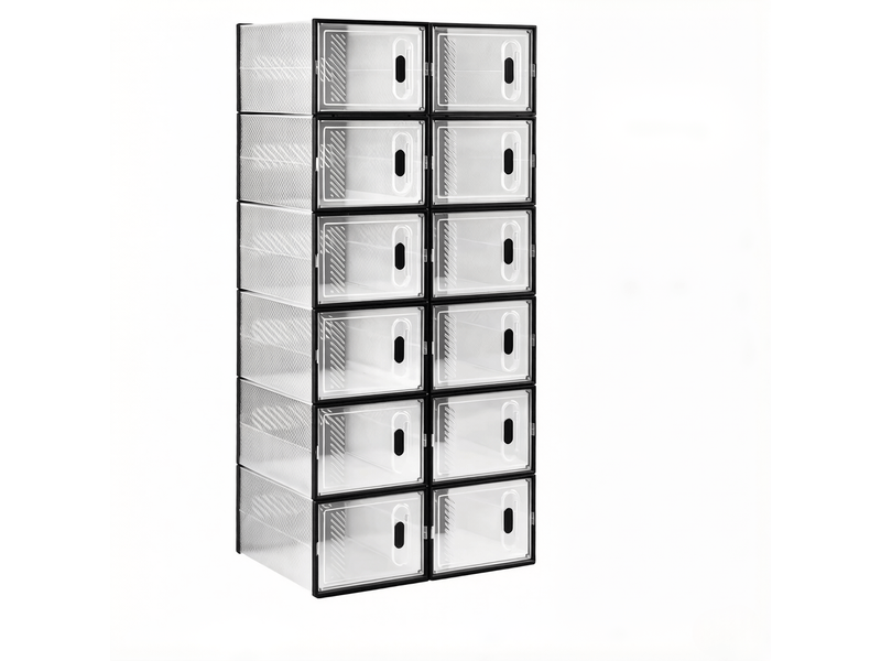 Boîtes rangement modèle modular, 12 pièces empilables, chaussures, livres, jouets, placard, salle bain - Conforama A