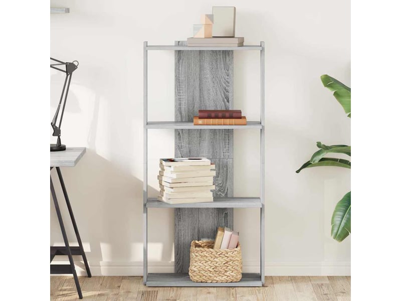  Bibliothèque à 3 niveaux, armoire à livres sonoma gris 60x30x120 cm  - Conforama C