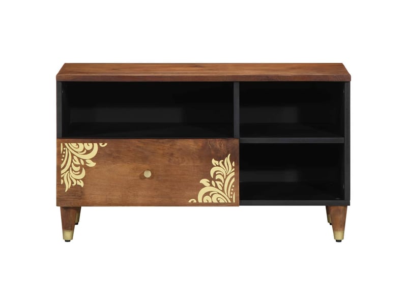  Meuble tv - banc tv - meuble de rangement marron miel 80 x 33 x 46 cm bois de mangue massif  - Conforama C