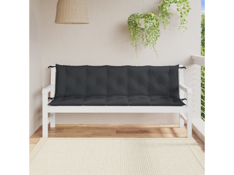  Lot de 2 coussins de banc de jardin, coussins d'assise anthracite mélangé tissu cf58619  - Conforama C