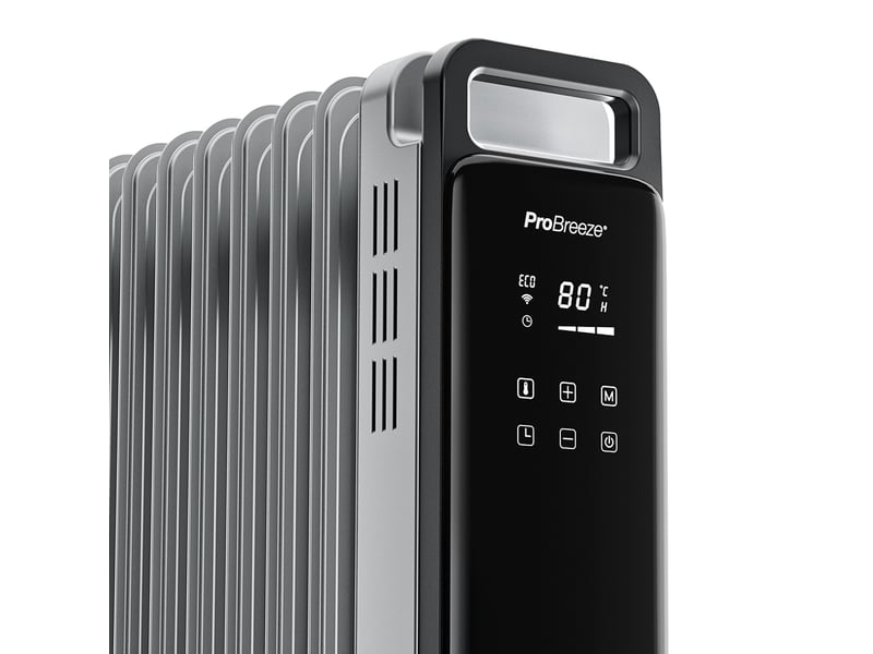 Radiateur à huile omniwarm 2500w avec 11 ailettes, affichage numérique et contrôle via application intelligente – argent  - Conforama R