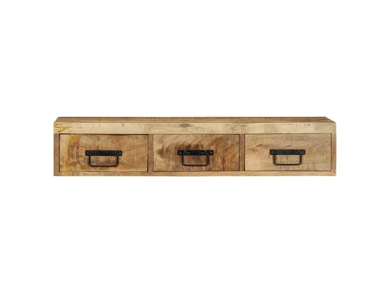  Meuble tv - banc tv - meuble de rangement mural 100x30x19 cm bois massif de manguier brut  - Conforama E