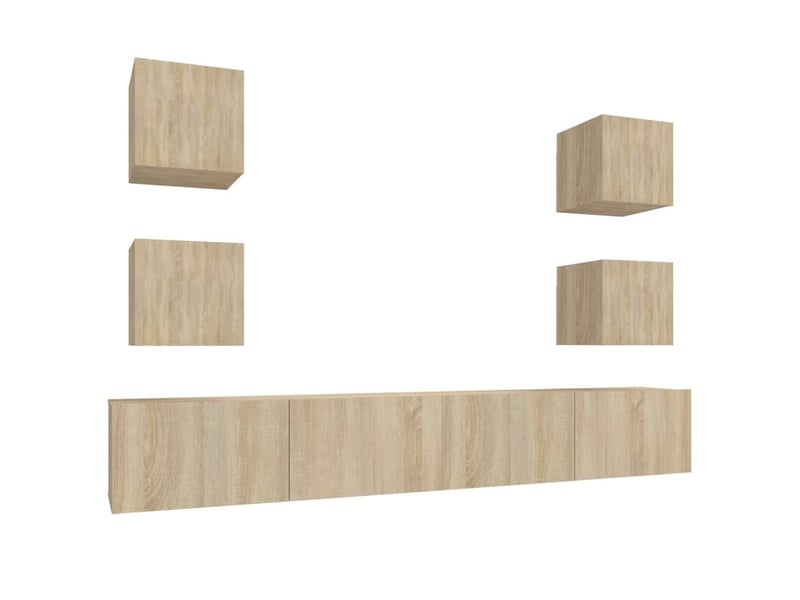 Ensemble de meubles tv 6 pcs chêne sonoma bois d'ingénierie shl89332  - Conforama A