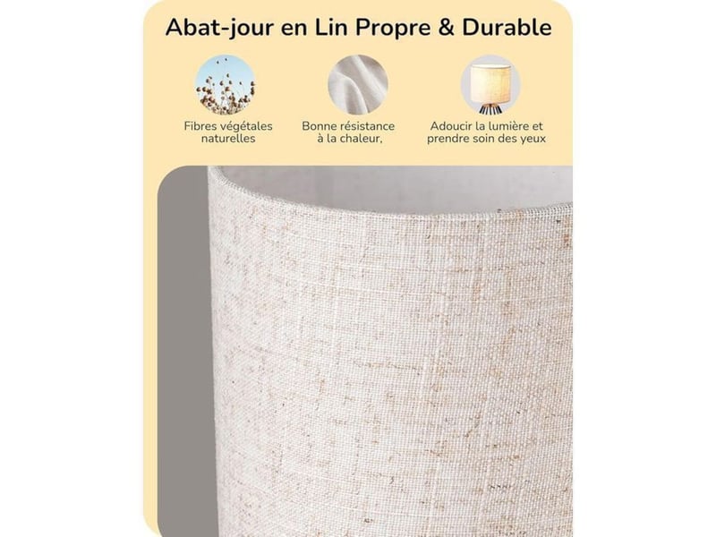  Lampe de chevet industrielle t165 avec abat-jour lin beige et base métal noire 2700k e14 370618_AABJN35729_6_DROPFR - Conforama B