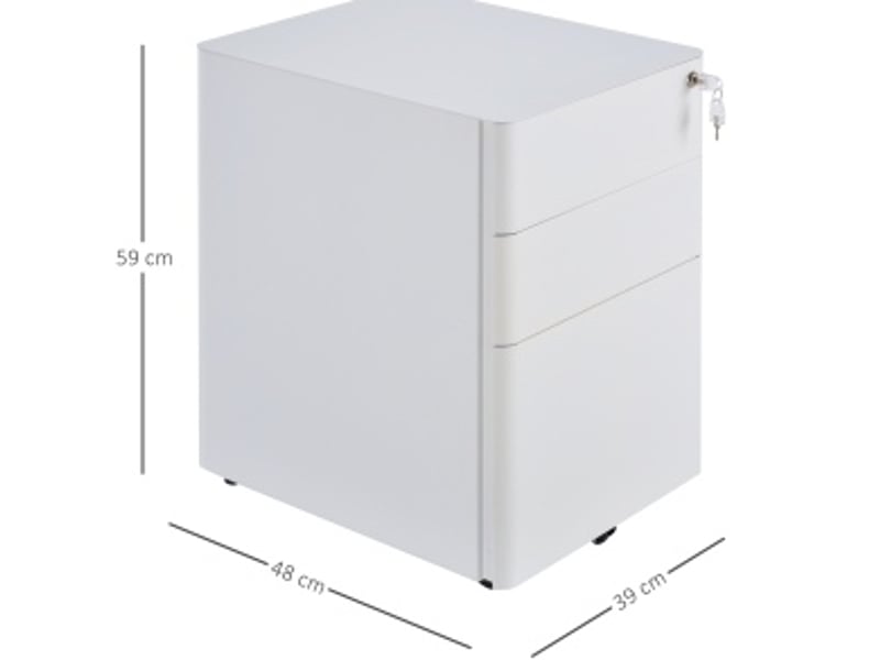  Caisson mobile 39x48x59 cm verrouillable métal blanc  - Conforama E
