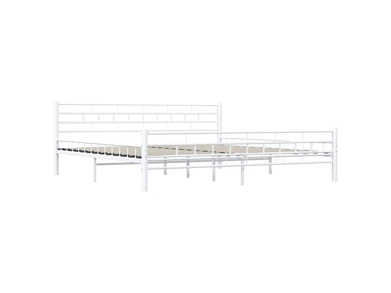  Lit double- lit adulte -  cadre de lit sans matelas blanc métal 200x200 cm  - Conforama C