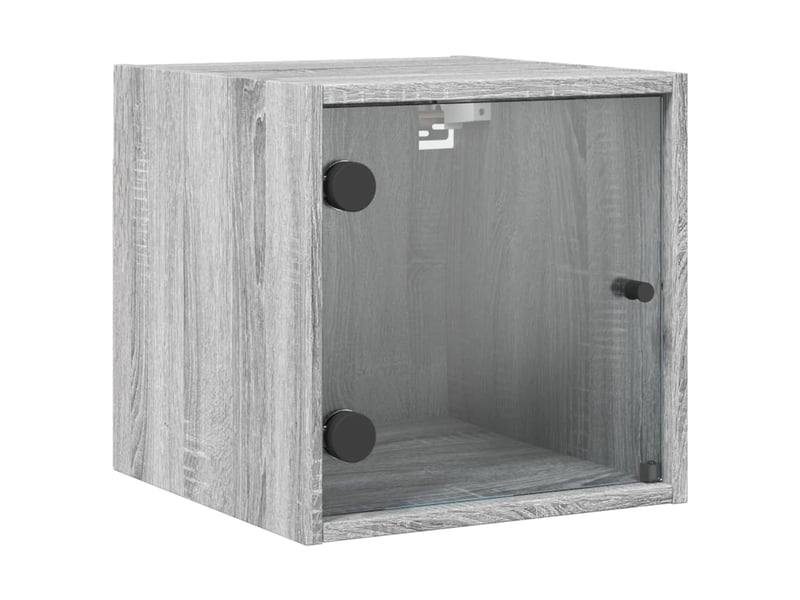  Table de chevet - cabinet de chevet - table de nuit avec porte en verre sonoma gris 35x37x35 cm  - Conforama A