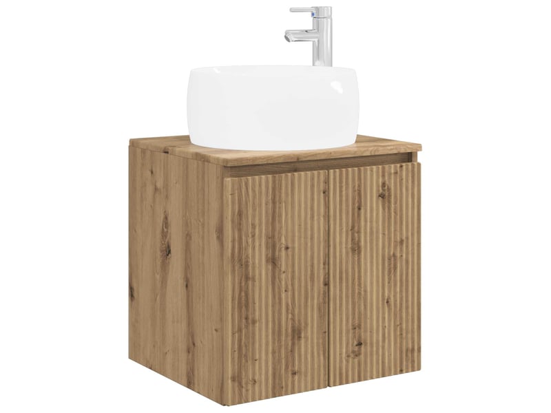 Vanité de lavabo mural, meuble de rangement chêne artisanal 49.5x44.5x66 cm shl1057 - Conforama A