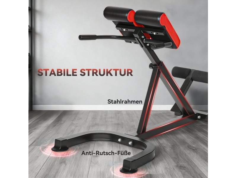  Chaise romaine d'hyperextension 112x62x88 cm réglable métal rouge+noir  - Conforama C