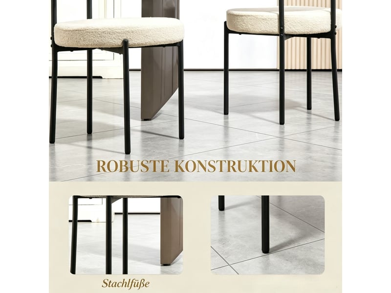  Lot de chaises chaise repas à dossier en tissu 2 chaises pieds en acier  - Conforama D